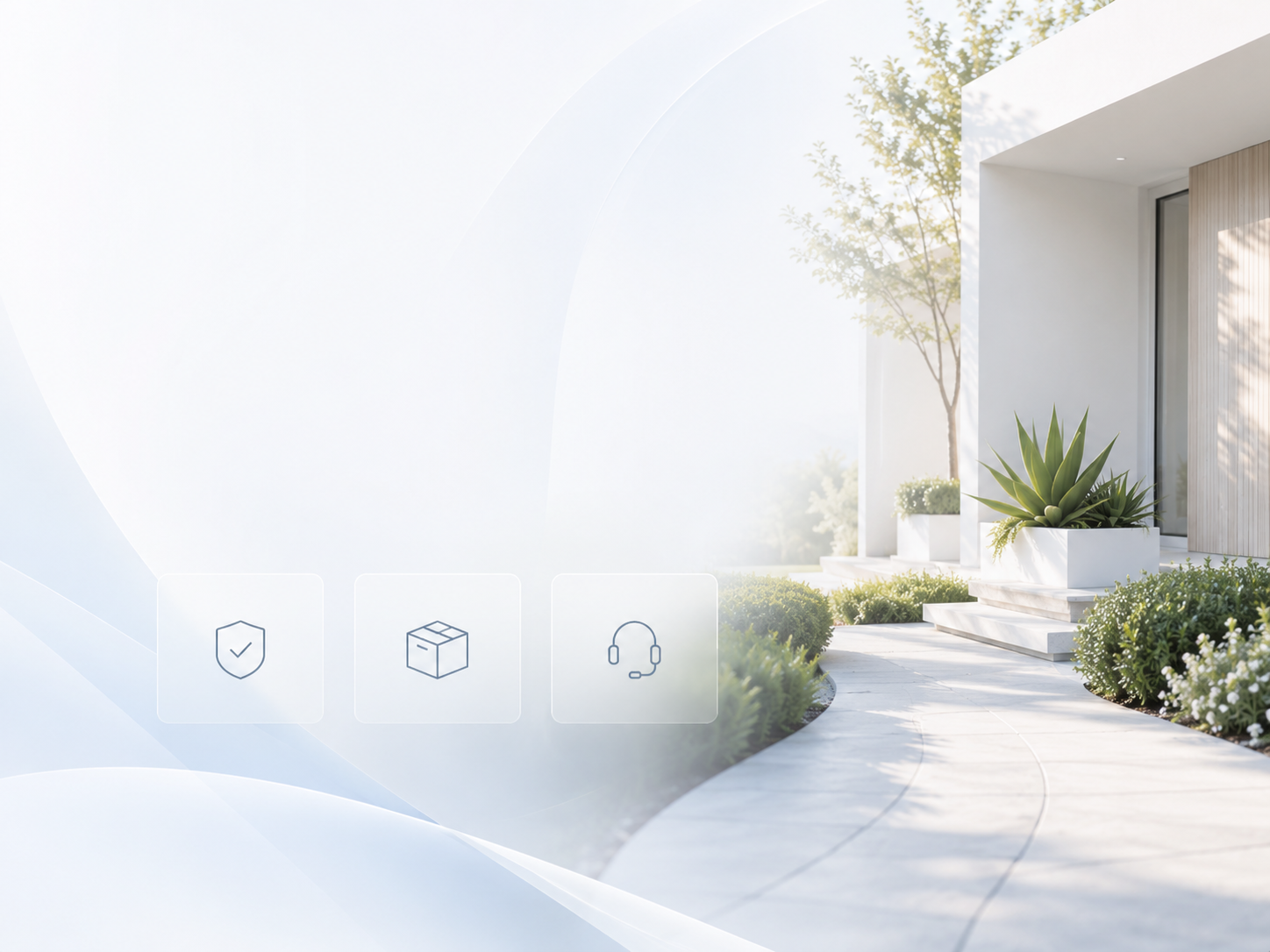 Bright modern outdoor entryway with LCCBRO service icons